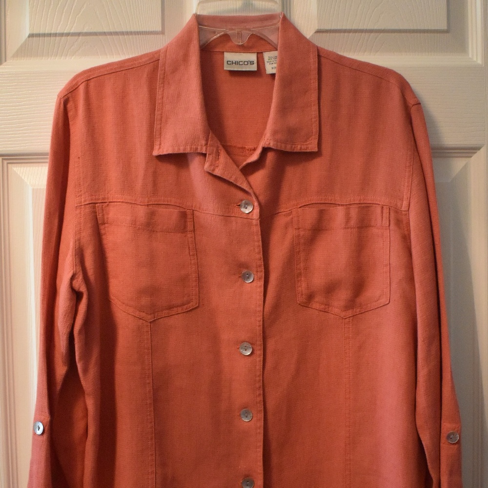 Chico's Linen Shirt Jacket - Size 1